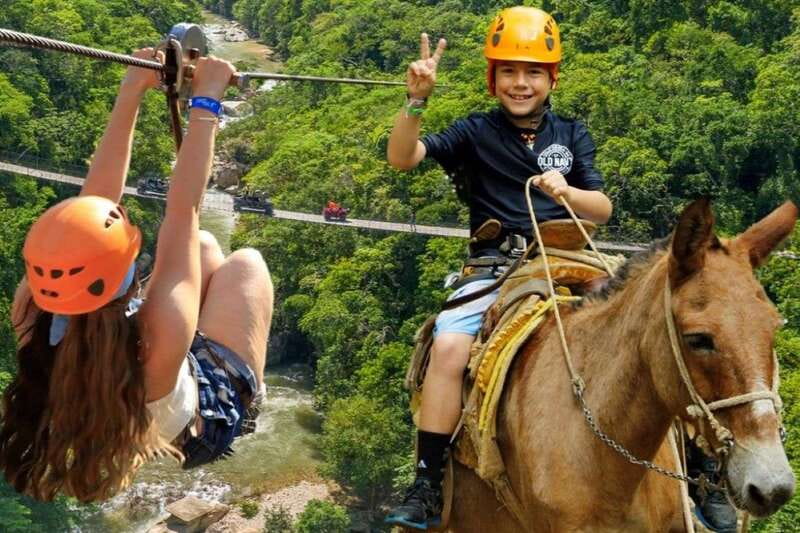 From Puerto Vallarta & Nuevo Vallarta: Canopy Zipline Tour - Infinity pool break and a Tequila tasting in the park